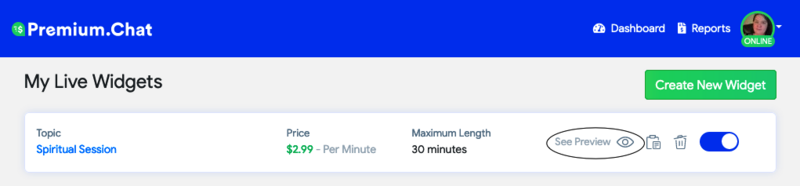 pay per minute widget