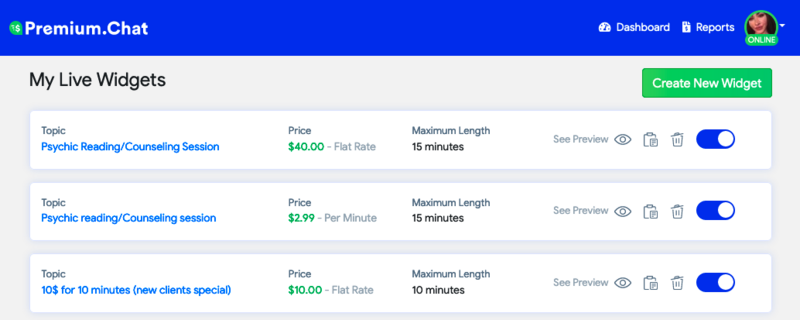 Premium.Chat dashboard and widget setup