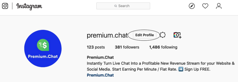 Instagram Edit Profile page