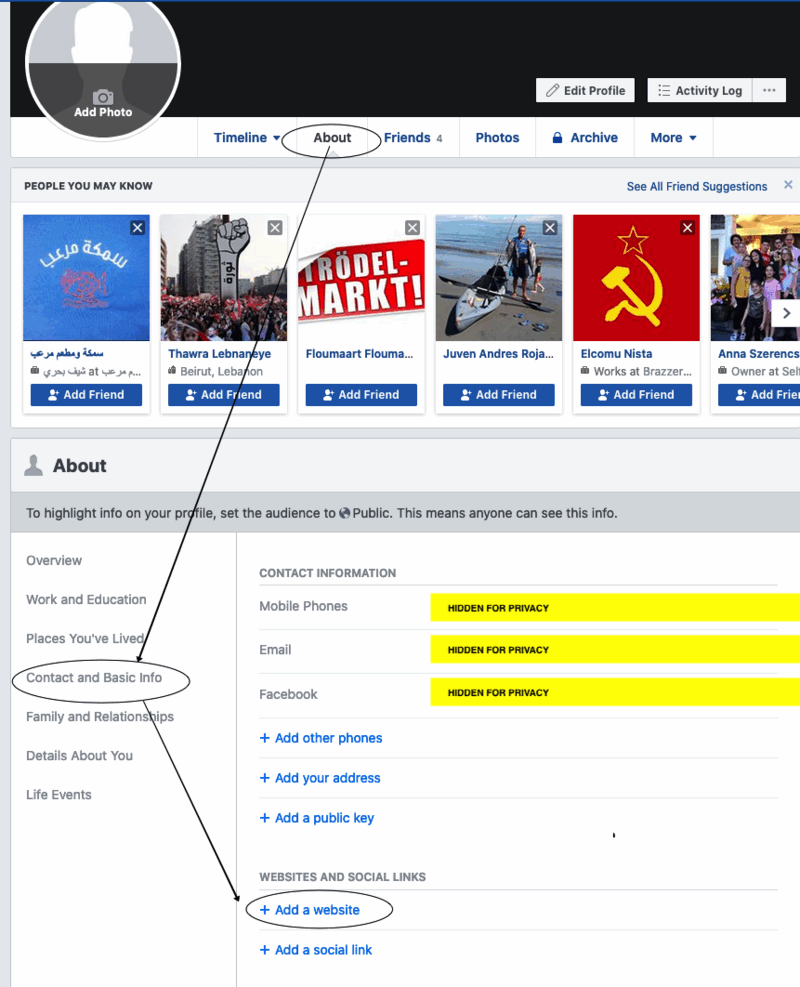 Facebook bio with Premium.Chat link