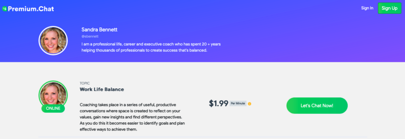 Premium.Chat Profile Page Example
