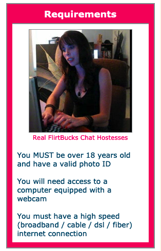 flirtbucks chathostess requirements

