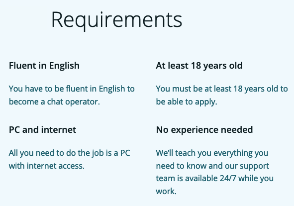 TextingFactory work requirements