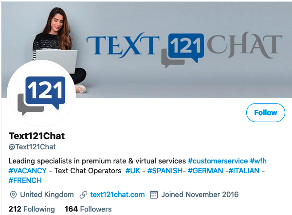 text121chat twitter