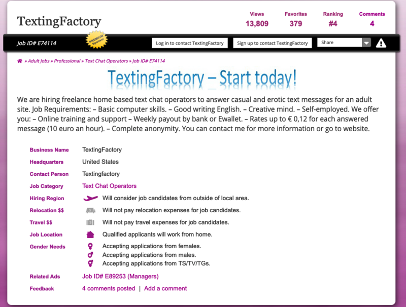 textingfactory job ad