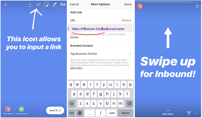 Add your Premium.Chat link to Instagram stories