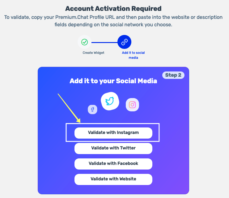 Premium.Chat profile promoted on Instagram