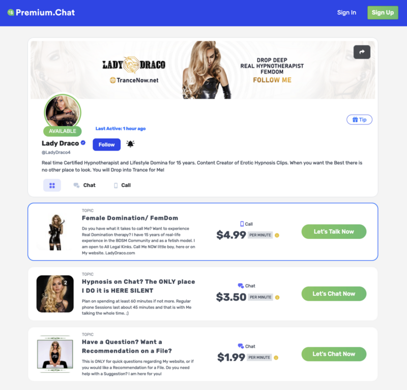 premium chat profile example